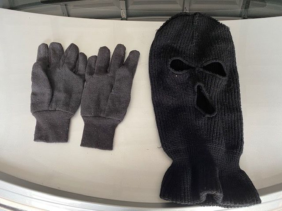 Deputies recovered a ski mask and a pair of gloves from the stolen vehicle.