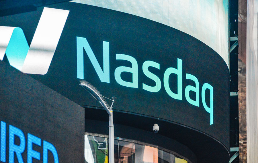 A Nasdaq headquarters on Times Square, New York City. Market Site is epicenter for Nasdaq and it is located on New York City`s Times Square. New York City, May 27 2017, Editorial credit: Goran Vrhovac / Shutterstock.com, licensed.