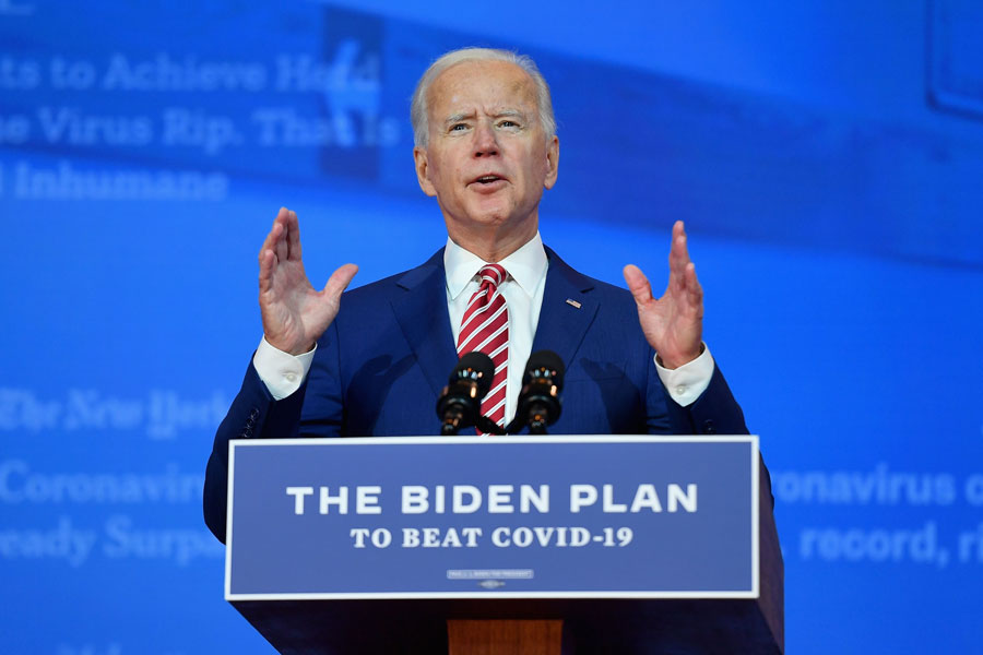 President Joe Biden as he delivered remarks on Covid-19 at The Queen theater in Wilmington. November 9, 2020. Editorial credit: Stratos Brilakis / Shutterstock.com, licensed.