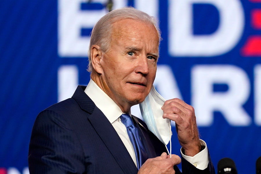 Joe Biden as he spoke to his supporters in Wilmington, Delaware about how Americans "want the country to come together and not be pulled apart", October 30, 2020. Photo credit: Alex Gakos / Shutterstock.com, licensed.