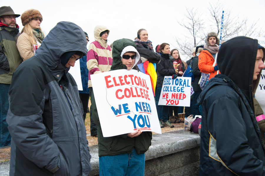 Protesters demonstrate in Washington DC in anticipation of the meeting of the electoral college. December 17, 2020, Washington, D.C. Editorial credit: Rena Schild / Shutterstock.com, licensed.