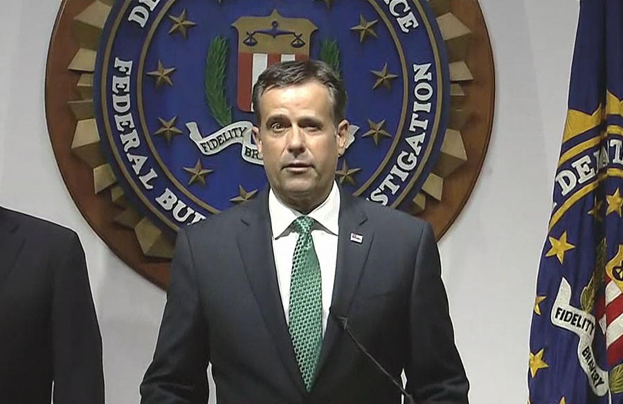 Director of National Intelligence John Ratcliffe during a news conference from FBI headquarters on election security. Ratcliffe announced they had confirmed that two foreign actors--Iran and Russia--had taken specific action to influence public opinion. October 21, 2020 Photo credit: C-SPAN.