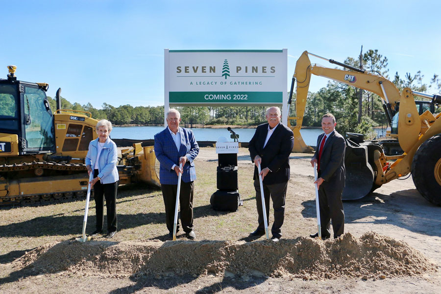 The Skinner family, ICI Homes, and City of Jacksonville leaders recently celebrated the groundbreaking of Seven Pines, a new master-planned community in Jacksonville. From left, Mary Virginia Skinner Jones, Mori Hosseini, Chairman/CEO, ICI Homes, David Weekley, Chairman, David Weekley Homes, Mayor Lenny Curry, City of Jacksonville.