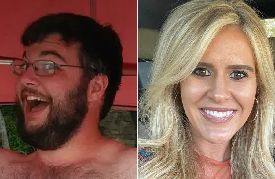 Quake Lewellyn, 28, who is accused of killing Sydney Sutherland, 25. Sutherland, 5ft 3in and 103 lbs was last seen jogging in the area of State Hwy 18 in August 2020. Both images, Facebook.