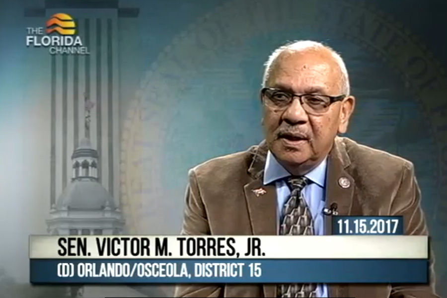 Victor Manuel Torres, Jr speaking on The Florida Channel, a government-access television network operated by Florida State University's WFSU-TV and the Florida State Legislature.