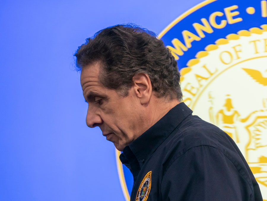 Governor Andrew Cuomo after he spoke to media during daily briefings on the COVID-19 pandemic at Jacob Javits Convention Center. New York, NY - March 24, 2020. Editorial credit: Lev Radin / Shutterstock.com.