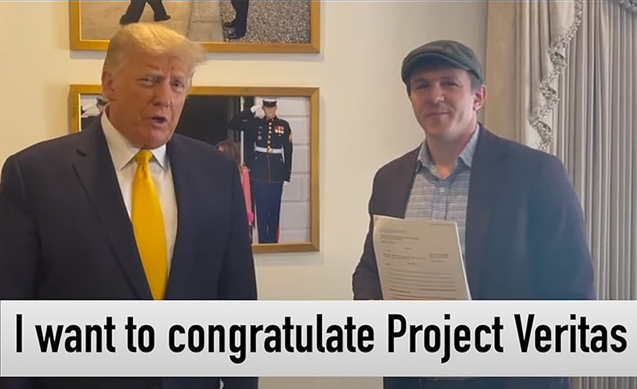 Project Veritas shared a video on Tuesday of former President Donald Trump congratulating investigative reporter James O'Keefe, the organization’s founder, on the legal victory in their ongoing case against the New York Times. 