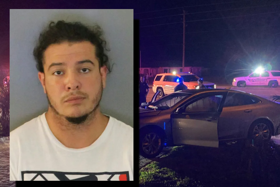 Julian A. Fernandez, 24, was charged with fleeing or attempting to elude a law enforcement officer, aggravated assault on an officer, possession of marijuana over 20 grams, reckless driving, driving without license revoked by a habitual offender, DUI with damage to property, and possession of drug paraphernalia.