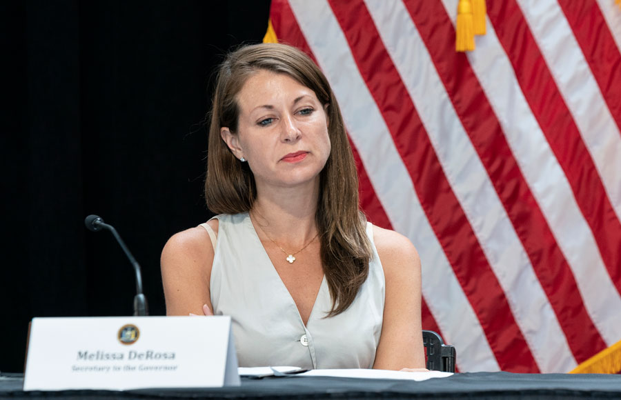 Secretary to the Governor, Melissa DeRosa, attending Cuomo's announcement and briefing on NY's COVID-19 response at Iona College at New Rochelle. May 29, 2020. File photo: Lev Radin, Shutterstock.com, licensed.