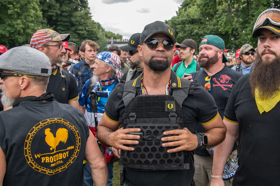 A Proud Boys rally IN Portland, Oregon, featuring the Three Percenters and Oath Keepers. September 17, 2019. File photo: Doug Brown Media, Shutterstock.com, licensed.