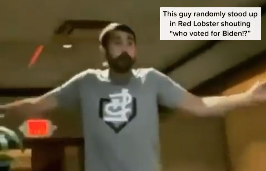 On the day 13 US service members were killed at the Kabul airport, a man claiming to be an Iraq war veteran stood up in the middle of a Red Lobster restaurant, and asked customers who voted for Biden?