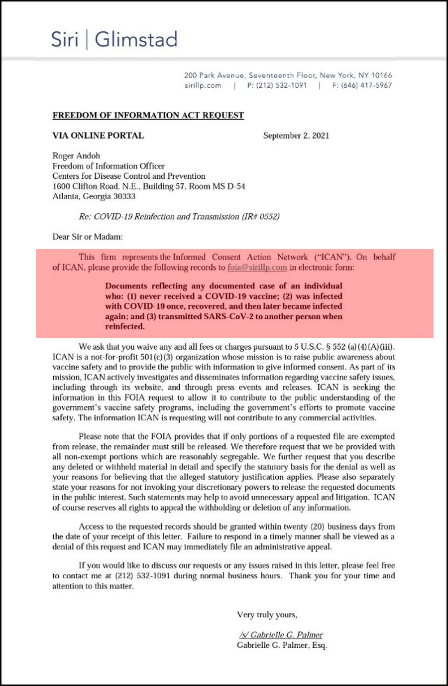 FOIA Request, CDC