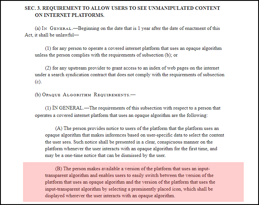 Filter Bubble Transparency Act