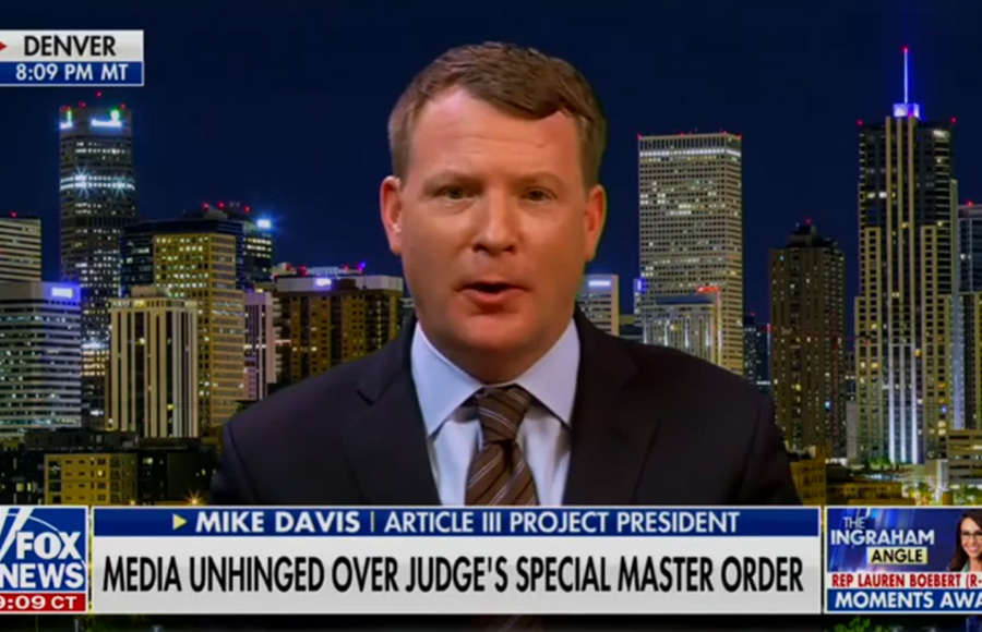 Mike Davis Discusses the Mar-a-Lago investigation and how the Biden DOJ is trying to leverage public opinion. Photo credit: Fox News / The Article III Project / YouTube.