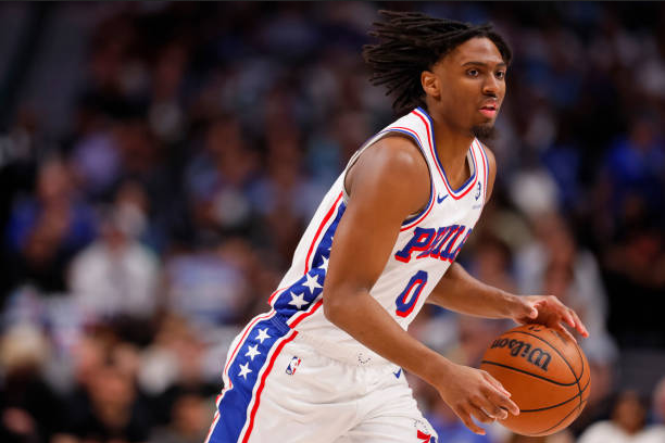 Injury-Sidelines-76ers'-Tyrese-Maxey-Against-Nets-After-Collision-with-Mavericks'-Derrick-Jones-Jr.