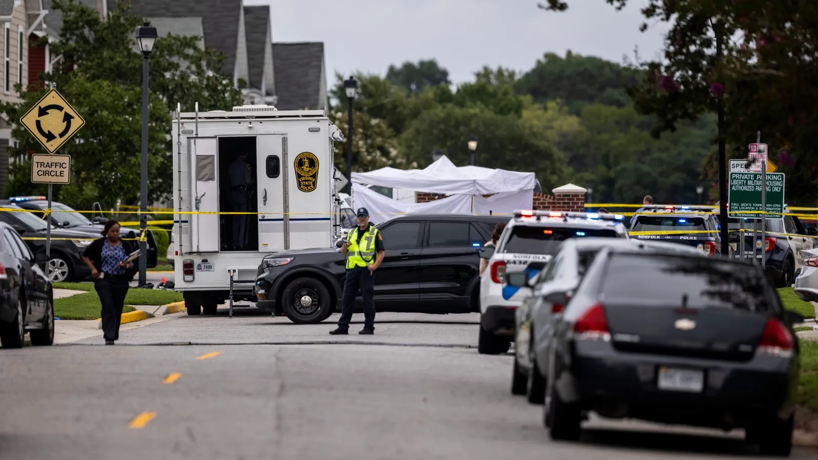 @LocalWitness – Taken at 8:15 AM on Beechmont Ave, showing police near a taped-off roadway.